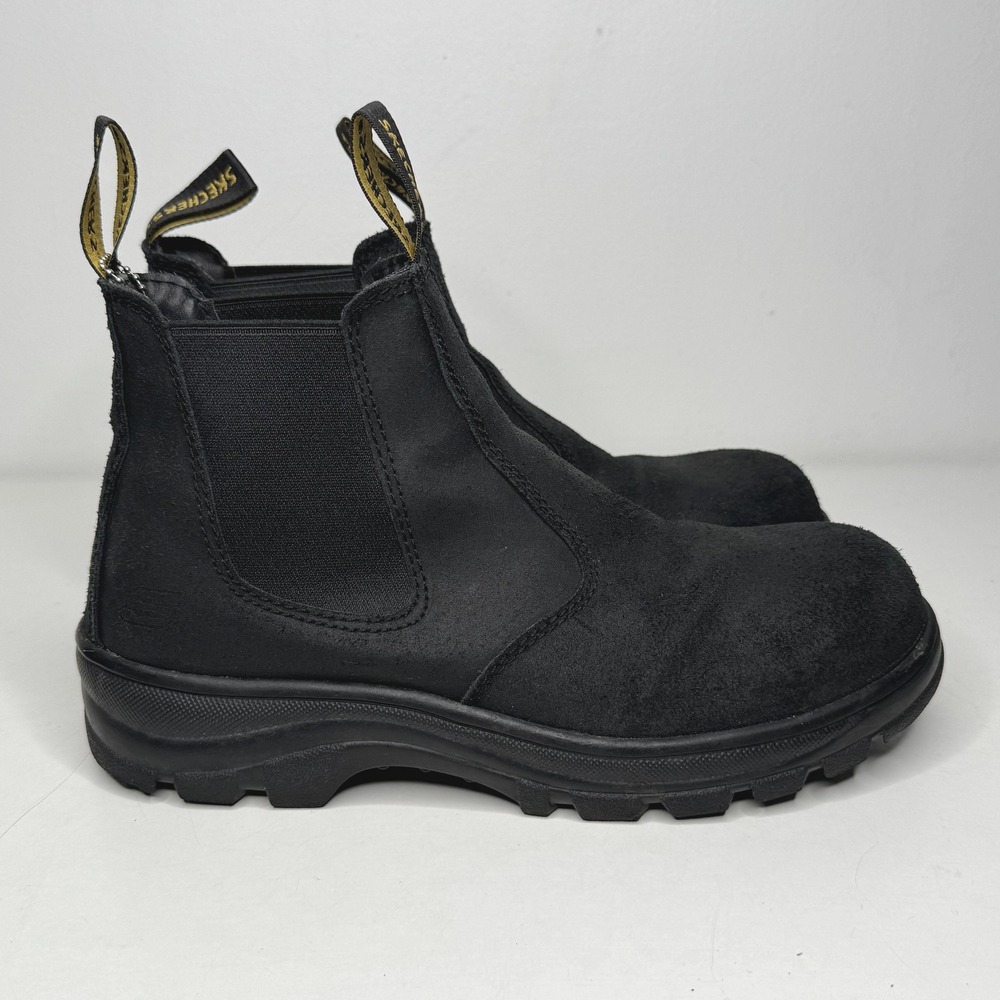 Skechers Work Boots Womens Size 9 Black Chelsea Relaxed Fit Slip Resistant